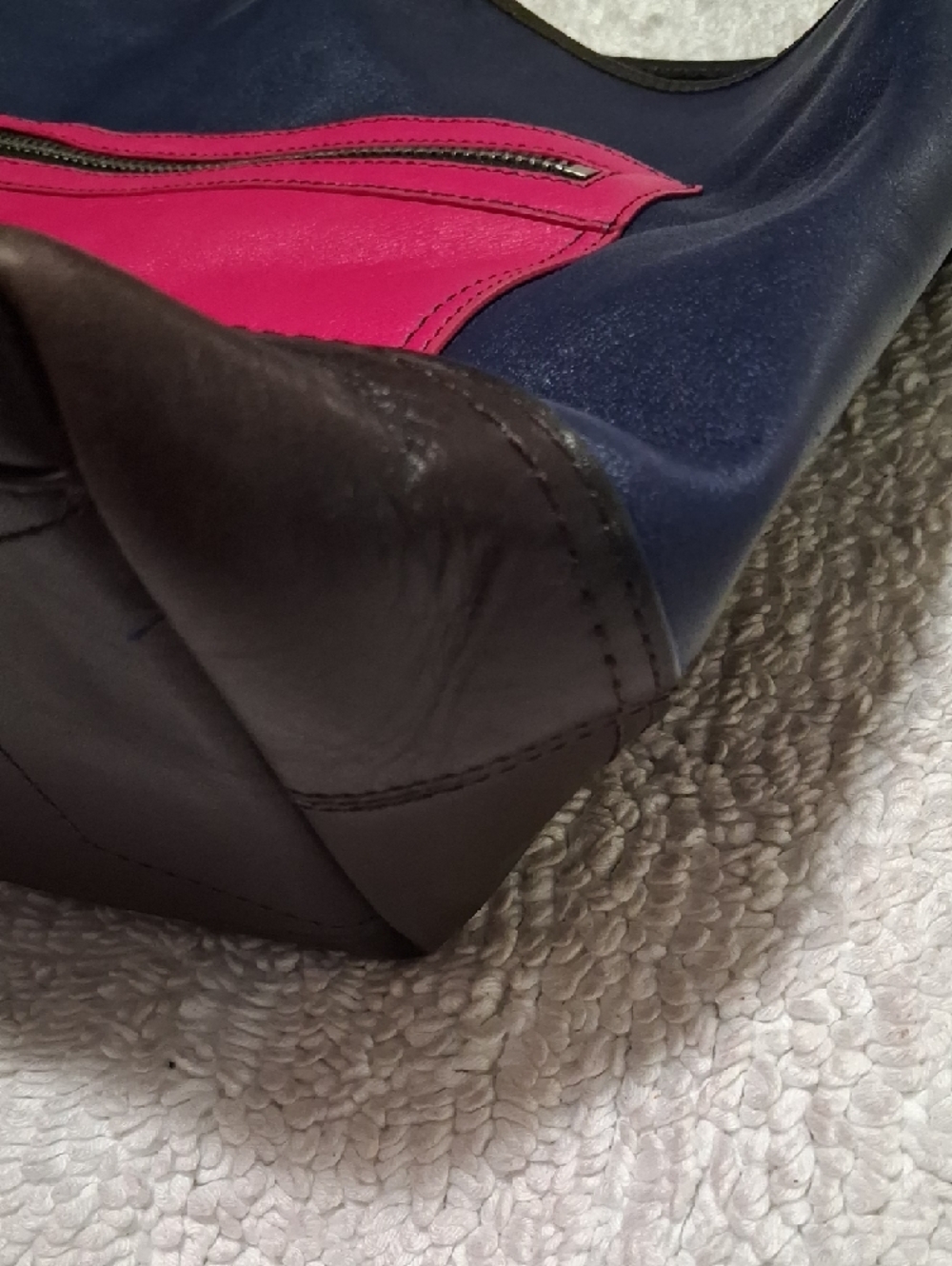 Coach Legacy Colorblock Navy and Hot Pink Leather Duffle Bag - Picture 7 of 9